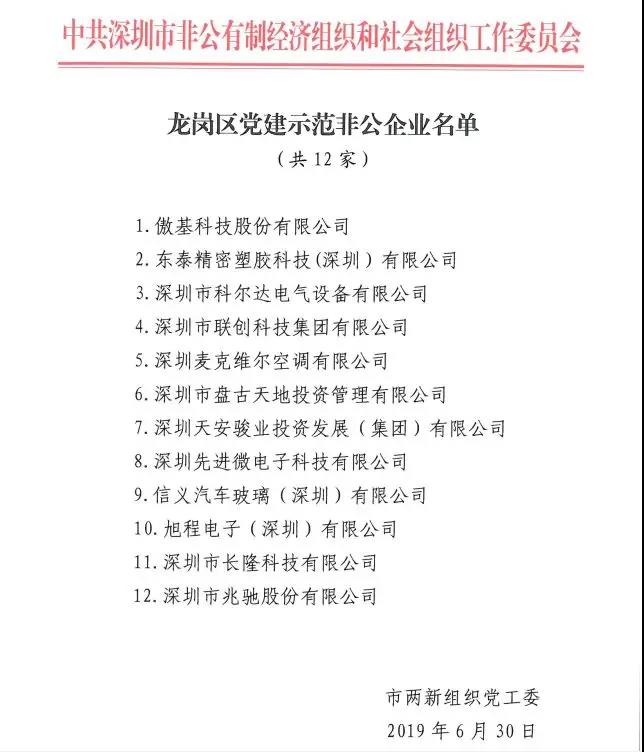 深圳市非公企業(yè)黨建“百企示范，整體提升”項目企業(yè)